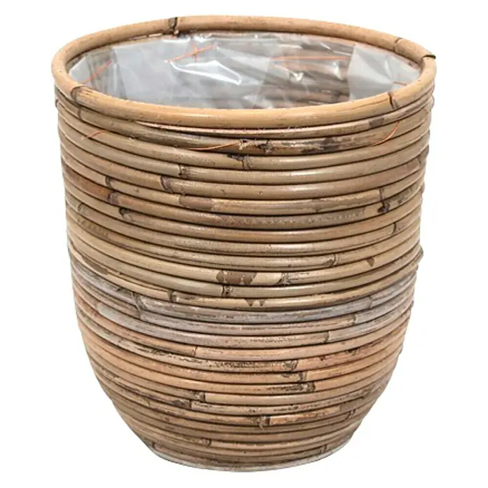 Van der Leeden Plantenpot - Naturel/grijs, Ø x h: 20 x 19 cm - Vooraanzicht
