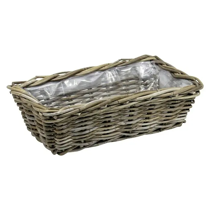 Van der Leeden Balkonbak - Naturel/grijs, 15 x 50 x 25 cm - Diagonaal zicht