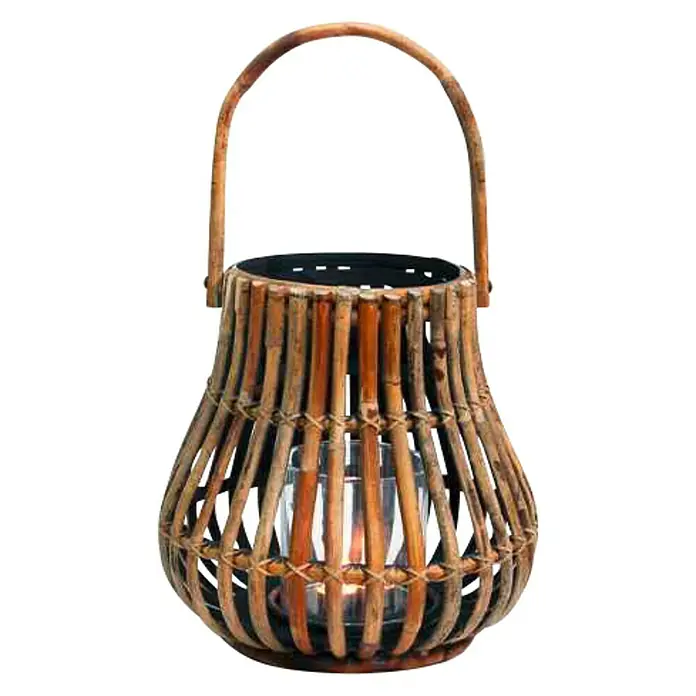 Van der Leeden Houten lantaarn - Bruin, Ø x h: 37 x 35 cm - Vooraanzicht