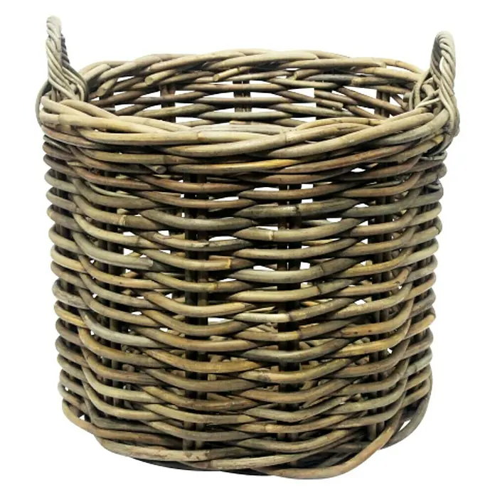 Van der Leeden Rotanmand - Naturel/grijs, Ø x h: 65 x 55 cm - Vooraanzicht