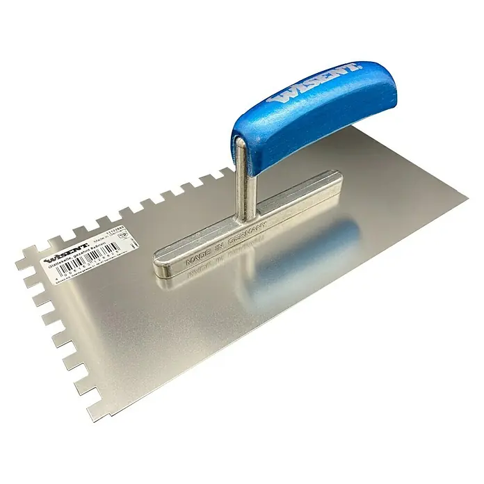 Wisent Glättkelle gezahnt - Zahnung: 8 x 8 mm, Edelstahl - Diagonale Ansicht