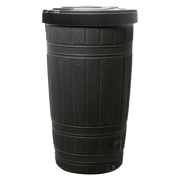 Regentonne Woodcan - 265 l, Braun - Diagonale Ansicht
