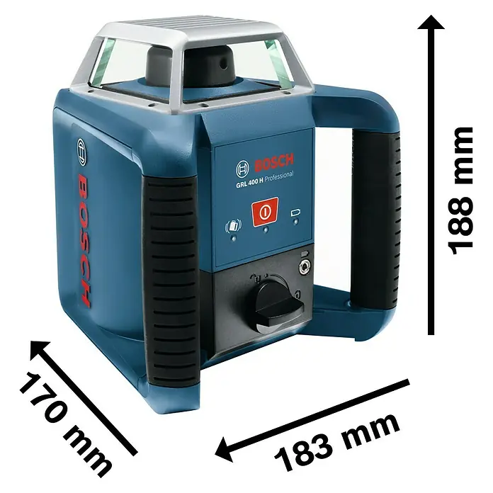 Bosch Professional Rotationslaser GRL 400 H - Max. Arbeitsbereich: Ø 400 m mit Empfänger, Messgenauigkeit: ± 0,08 mm/m - Skizze