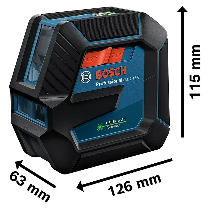 Bosch Professional Linienlaser GLL 2-15 G - Max. Arbeitsbereich: 15 m - Skizze
