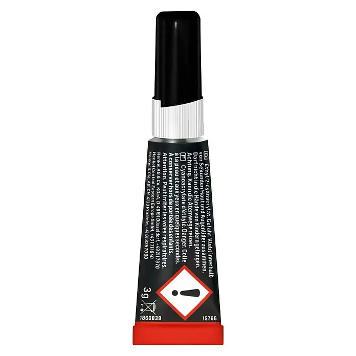 Pattex Sekundenkleber Classic - 3 g, Tube, Flüssig - Rückansicht