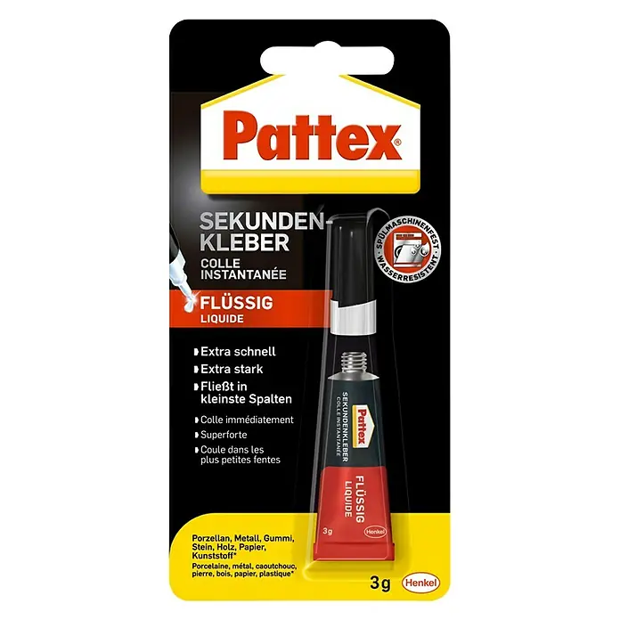 Pattex Sekundenkleber Classic - 3 g, Tube, Flüssig - Vorderansicht