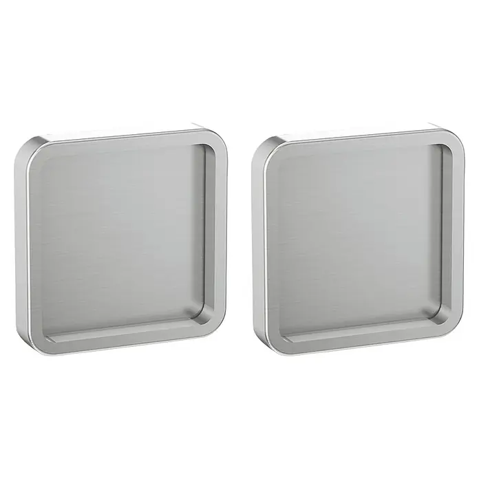 Diamond Doors Griffmuschel Quattro - Edelstahloptik, Geeignet für: Ganzglas-Schiebetüren, 5,8 x 5,8 cm - Diagonale Ansicht