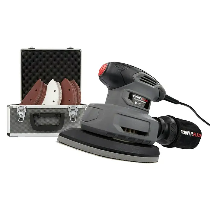 PowerPlus Deltaschuurmachine set - 140 W, Schuurplateau: 140 x 80 mm - Close-up