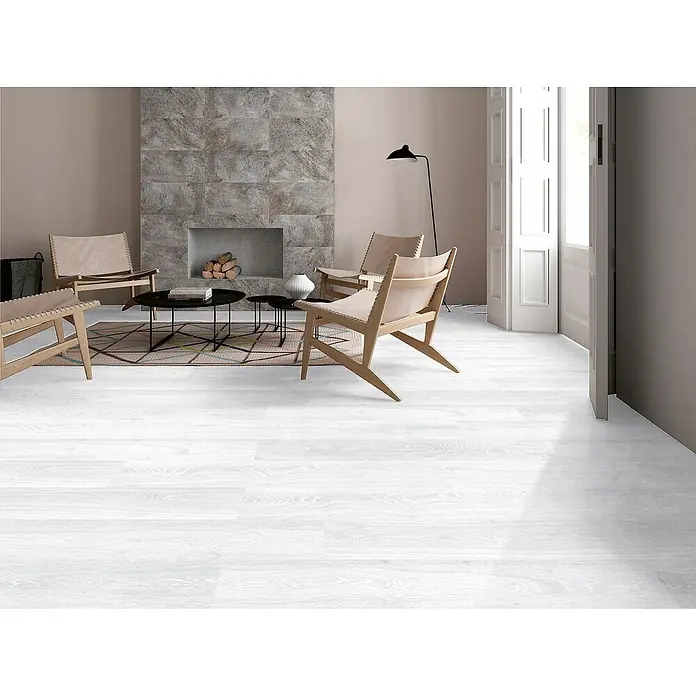 Pavimento porcelánico Bolivia - 23,3 x 120 cm, Blanco, Mate - Foto ambiente