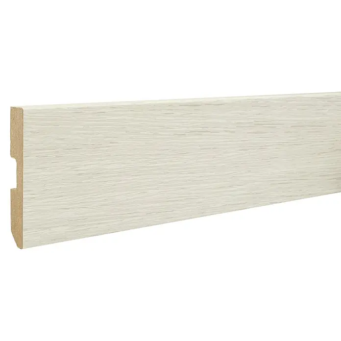 LOGOCLIC Zócalo Roble Winter - 2,2 m x 15 mm x 80 mm - Primer plano