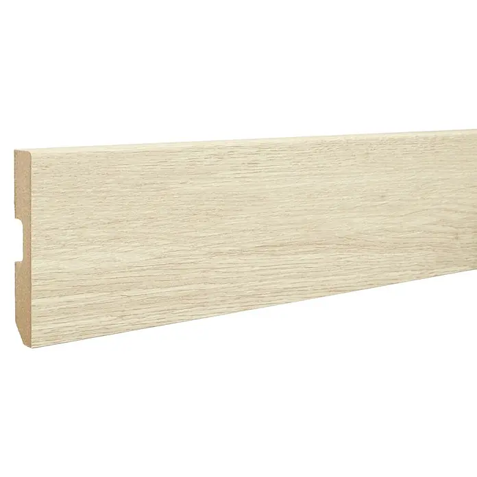 LOGOCLIC Zócalo Roble Odessa - 2,2 m x 15 mm x 80 mm - Primer plano