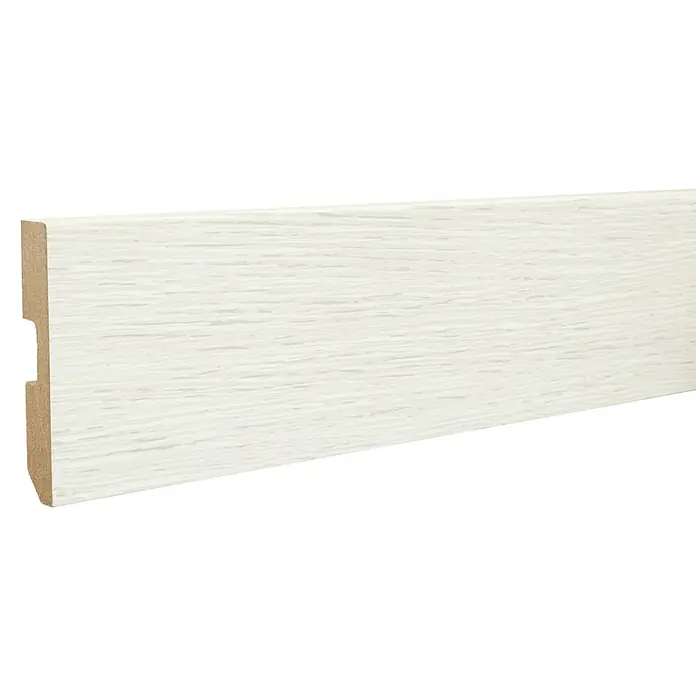 LOGOCLIC Zócalo Roble Bruma - 2,2 m x 15 mm x 80 mm - Primer plano