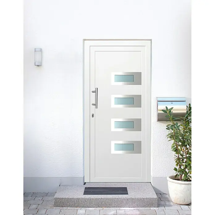 Solid Elements Kunststoffhaustür KF-303 - 110 x 210 cm, DIN Anschlag: Links, Weiß - Stimmungsaufnahme