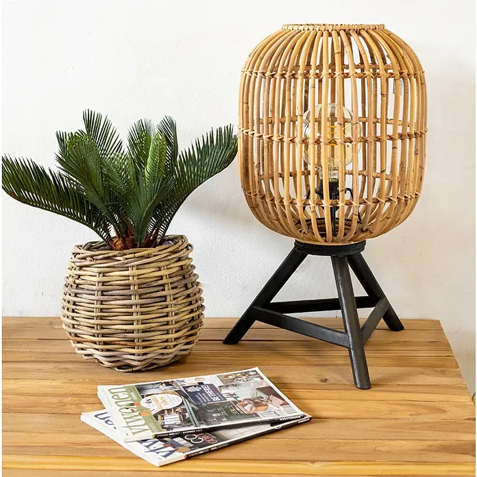 Van der Leeden Tafellamp - l x b x h: 36 x 36 x 60 cm, Naturel, E27 - Sfeeropname