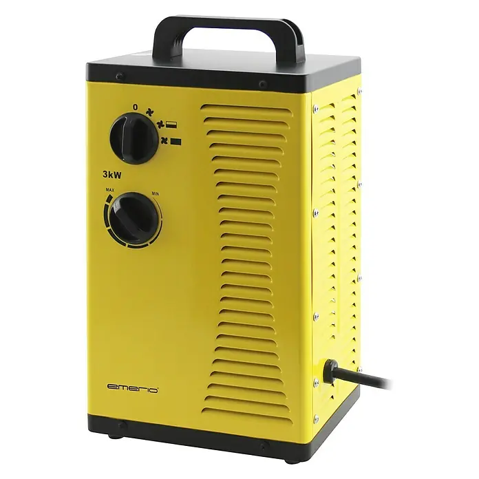 Emerio Heizlüfter HANDCRAFT FH-110705 - 3.000 W, Gelb, 19,5 x 27,5 x 39 cm - Diagonale Ansicht