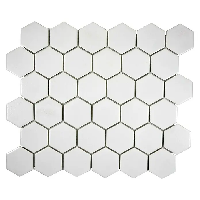 Mosaikfliese Hexagon Uni CU HX101 - 32,5 x 28,1 cm, Weiß, Matt - Ansicht von oben