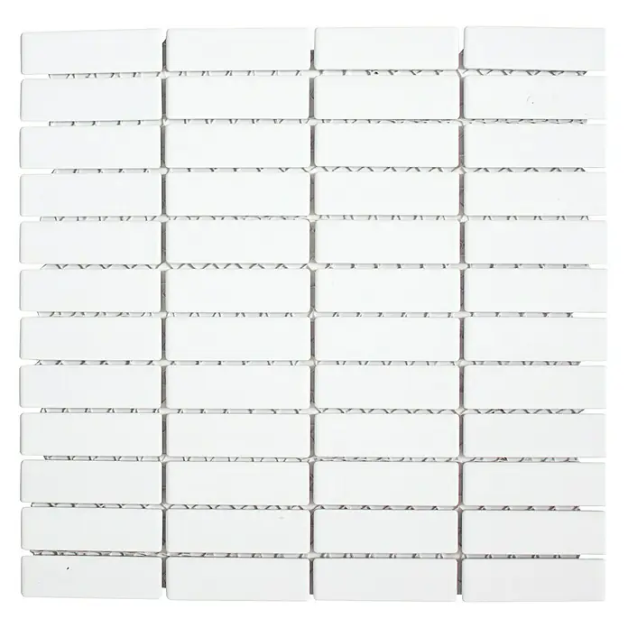 Mosaikfliese Stäbchen Uni ST 410 - 29,8 x 29,8 cm, Beige/Braun, Glänzend - Ansicht von oben