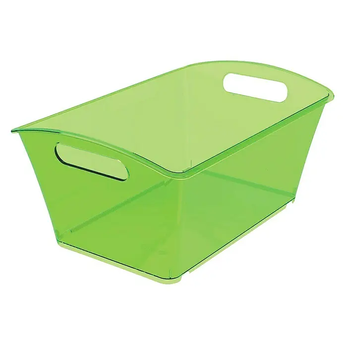 Caja apilable QJN - L x An x Al: 17,8 x 11,3 x 9,1 cm, Plástico, Verde - Vista angular