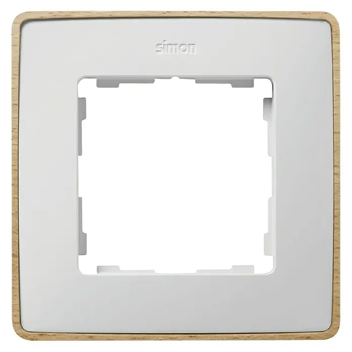 Simon 82 Marco Detail - Blanco/Madera, x 1, Plástico, Montaje en la pared