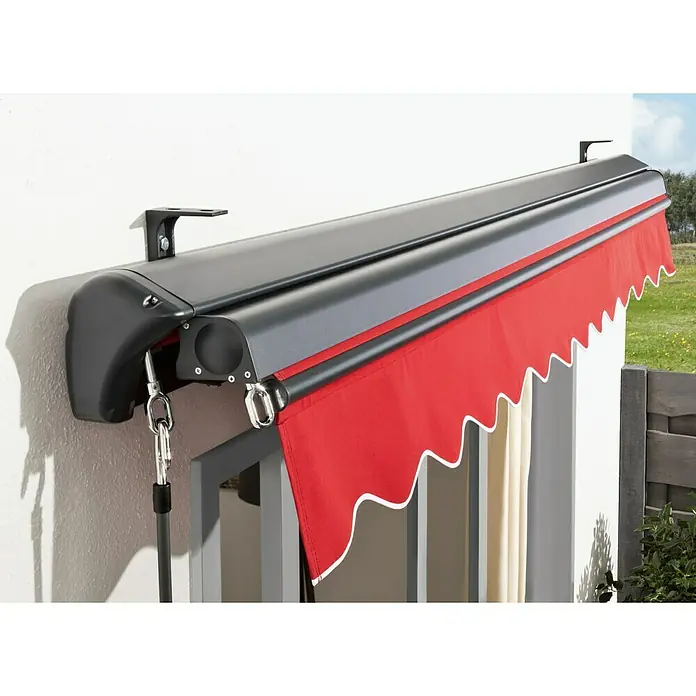 Sunfun Gelenkarmmarkise - Rot, Breite: 3,95 m, Ausfall: 3 m - Stimmungsaufnahme