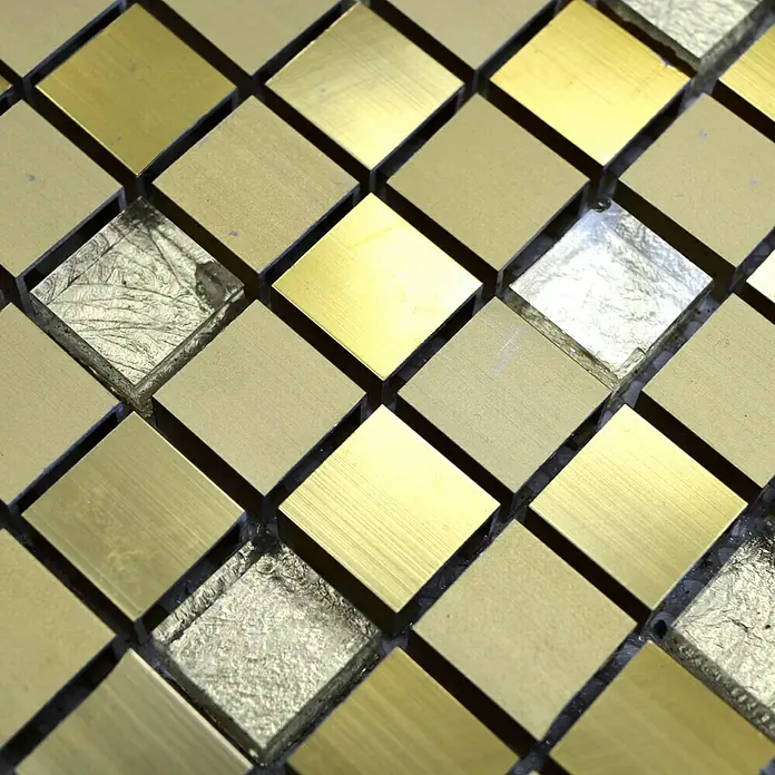 Mosaikfliese Quadrat ALF A307 - 30 x 30 cm, Gold, Matt - Detailaufnahme