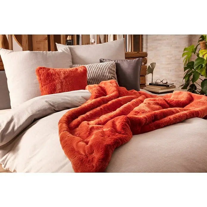 Decke Larissa - Potters Clay, 180 x 140 cm, 100 % Polyester - Stimmungsaufnahme