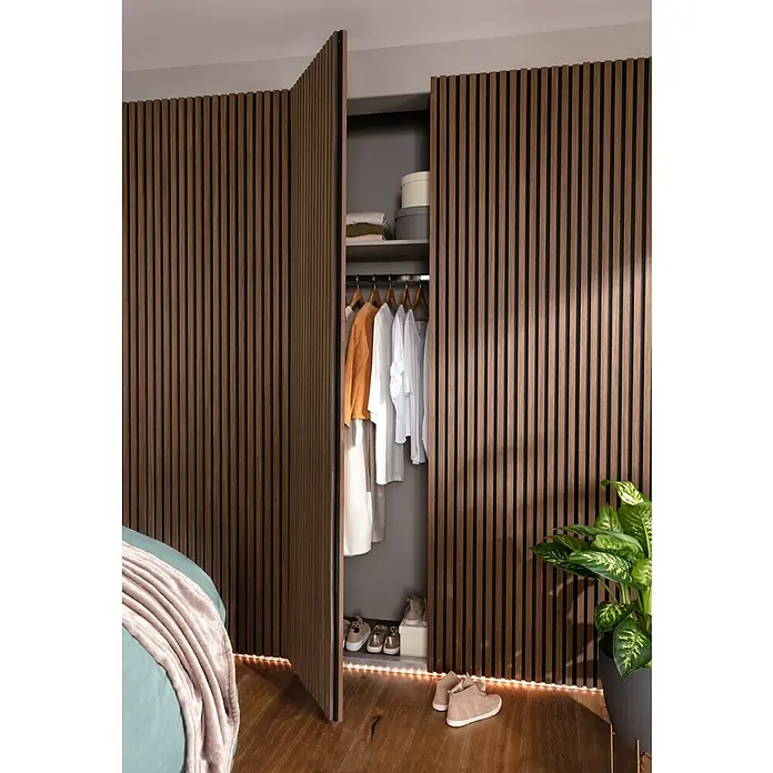 FibroTech Akustikpaneel Basic - Smoked Oak, 2.440 x 605 x 22 mm, 1 Paneel - Stimmungsaufnahme