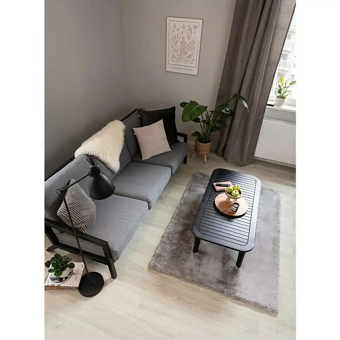 Hochflorteppich Happy - Silber, 170 x 120 cm, 100 % Polyester (Flor) - Stimmungsaufnahme