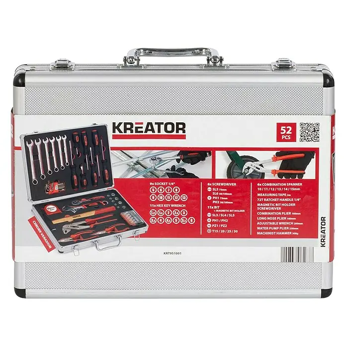 Kreator Gereedschapskoffer - 52 -delig - Vooraanzicht