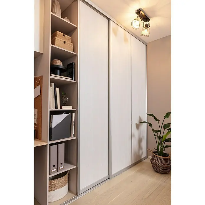 Room Plaza Easy Schiebetür-Bau-Set - Eiche Country/Pinie White, Profilfarbe: Silber - Stimmungsaufnahme