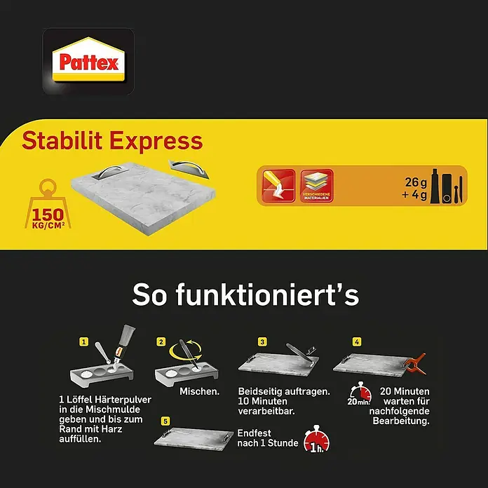 Pattex 2K-Acrylatkleber Stabilit Express - 30 g - Informationsansicht