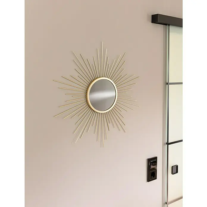Wandspiegel Sun - Durchmesser: 60 cm, Gold, Metall - Stimmungsaufnahme