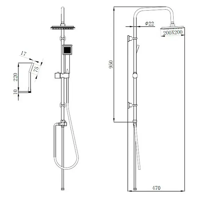 Sistema de ducha Eris - Con selector, Número de tipos de chorro: 1 ud., Cromo