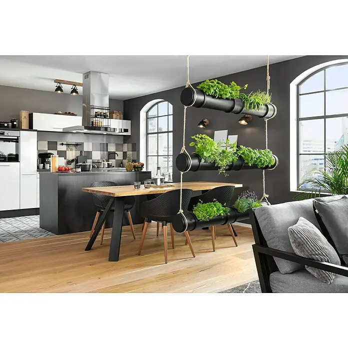 Pur Iternal Black Edition Tischbein - 700 x 374 x 723 mm, Schwarz, V-Form, Passend für: Tischplatten Breite 80 – 90 cm, 2 Stk. - Stimmungsaufnahme