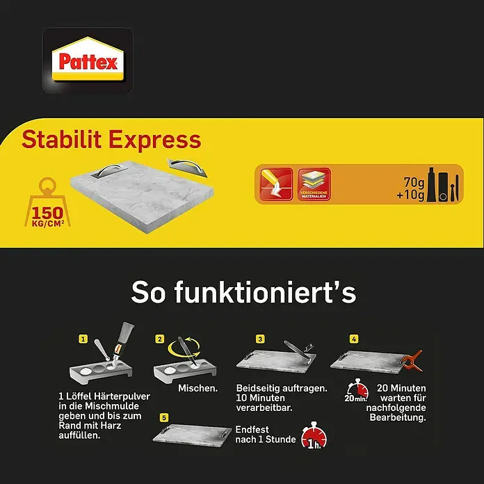 Pattex 2K-Acrylatkleber Stabilit Express - 80 g - Informationsansicht