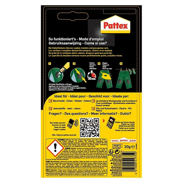 Pattex Spezialkleber Textil - 20 g - Rückansicht