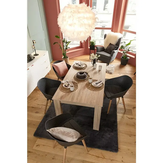 Sunfun Gartensessel Falun - B x T x H: 55 x 54 x 80 cm, DuraLand, Schwarz, Light Oakalyptus, Wabenoptik - Stimmungsaufnahme