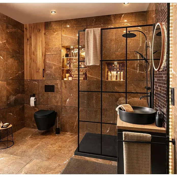 Feeling Wand-WC - Spülrandlos, Ohne Spezialglasur, Spülform: Tief, WC Abgang: Waagerecht, Schwarz, Matt - Stimmungsaufnahme