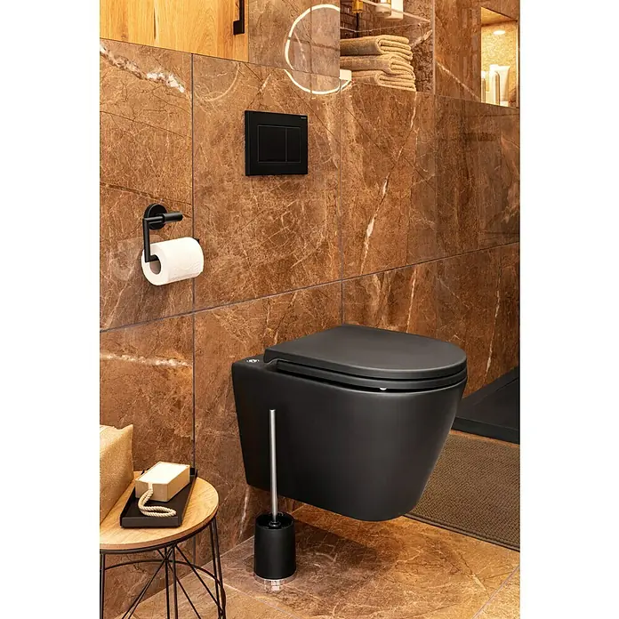 Feeling Wand-WC - Spülrandlos, Ohne Spezialglasur, Spülform: Tief, WC Abgang: Waagerecht, Schwarz, Matt - Stimmungsaufnahme