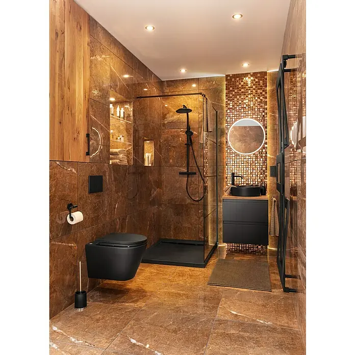 Feeling Wand-WC - Spülrandlos, Ohne Spezialglasur, Spülform: Tief, WC Abgang: Waagerecht, Schwarz, Matt - Stimmungsaufnahme