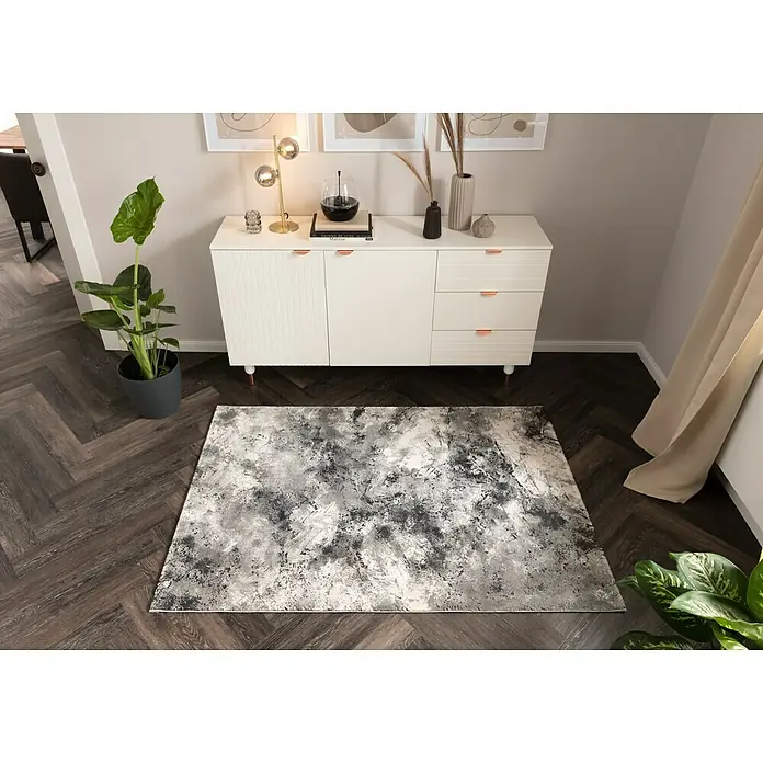 Kurzflorteppich Pablo 704 - Silber, 170 x 120 cm, 50% Polyester, 50% Polypropylen - Stimmungsaufnahme