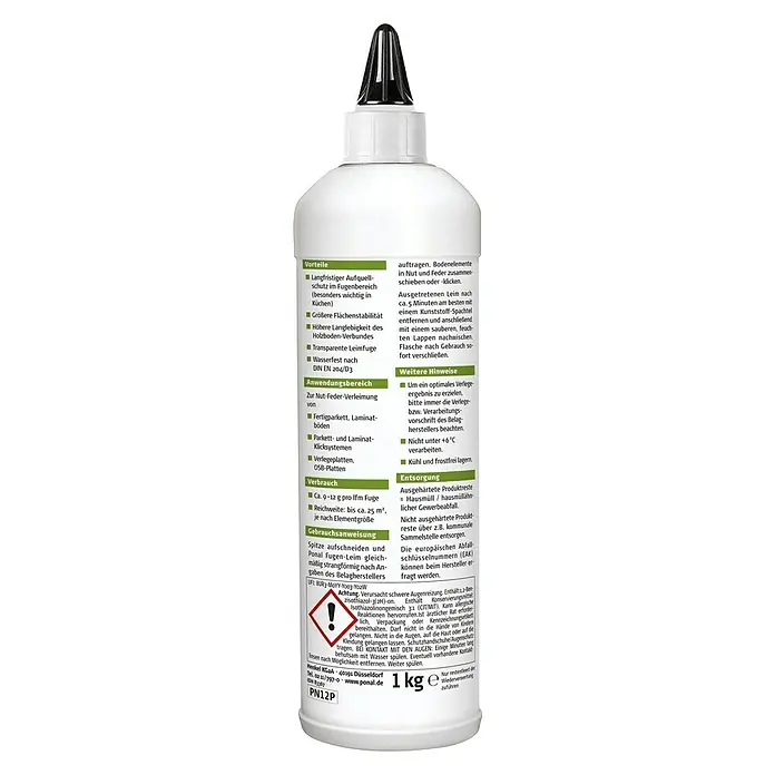 Ponal Fugen-Leim - 1 kg, Lösemittelfrei, Transparent (getrocknet) - Rückansicht