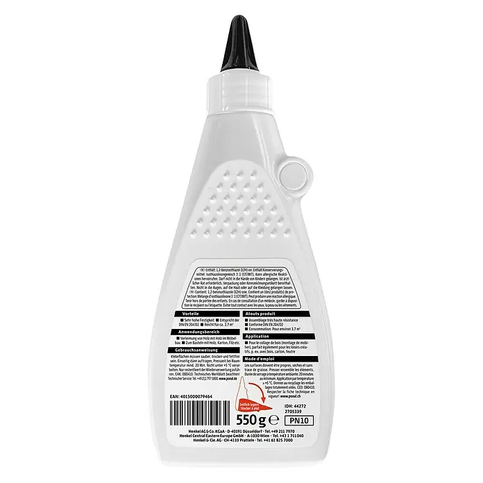 Ponal Holzleim Classic - 550 g, Lösemittelfrei, Transparent (getrocknet) - Rückansicht