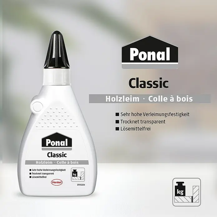 Ponal Holzleim Classic - 550 g, Lösemittelfrei, Transparent (getrocknet) - Informationsansicht