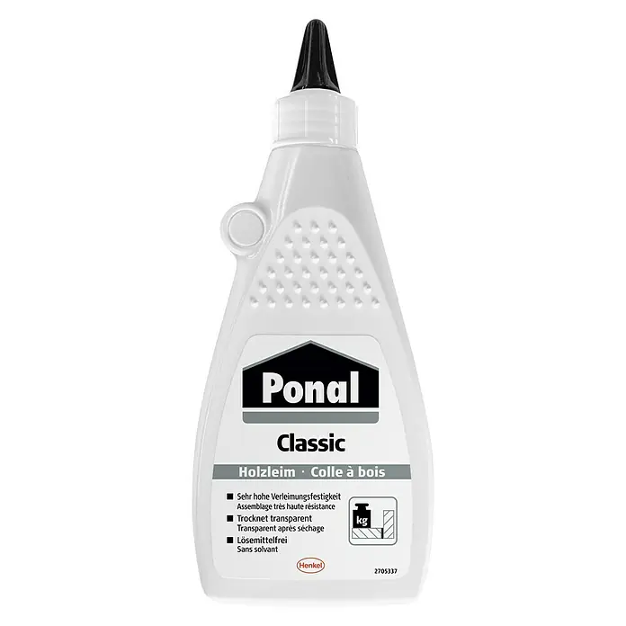 Ponal Holzleim Classic - 550 g, Lösemittelfrei, Transparent (getrocknet) - Vorderansicht