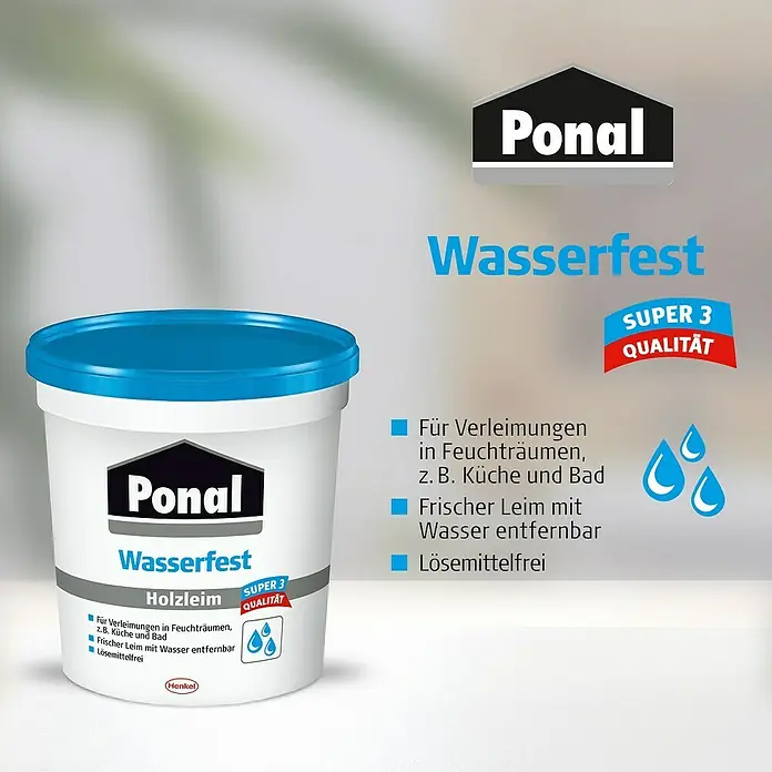 Ponal Holzleim Wasserfest - 760 g, Lösemittelfrei, Transparent (getrocknet) - Informationsansicht