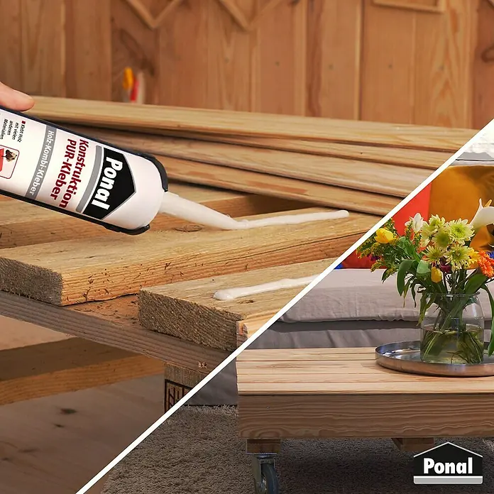 Ponal Konstruktion PUR-Kleber - 530 g, Gebrauchsfertig, Transparent (getrocknet) - Anwendungsbeispiel