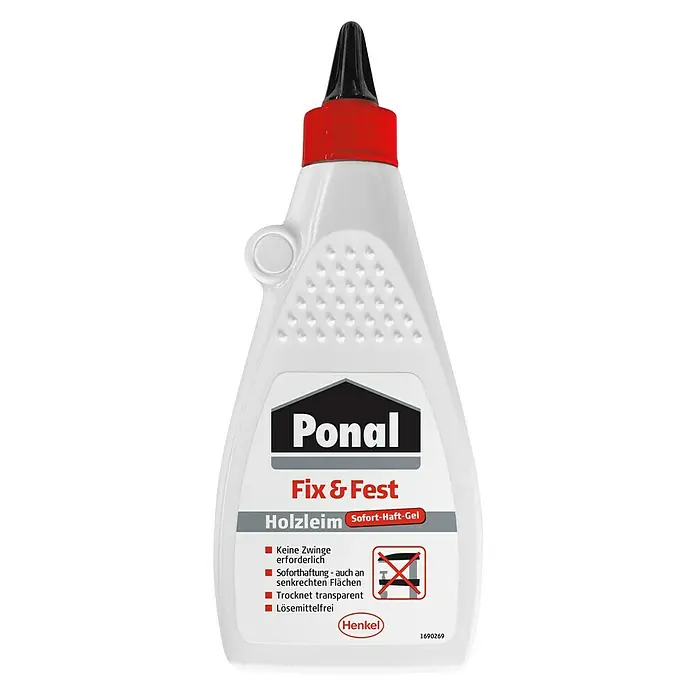 Ponal Holzleim Fix & Fest - 500 g, Lösemittelfrei, Transparent (getrocknet) - Vorderansicht
