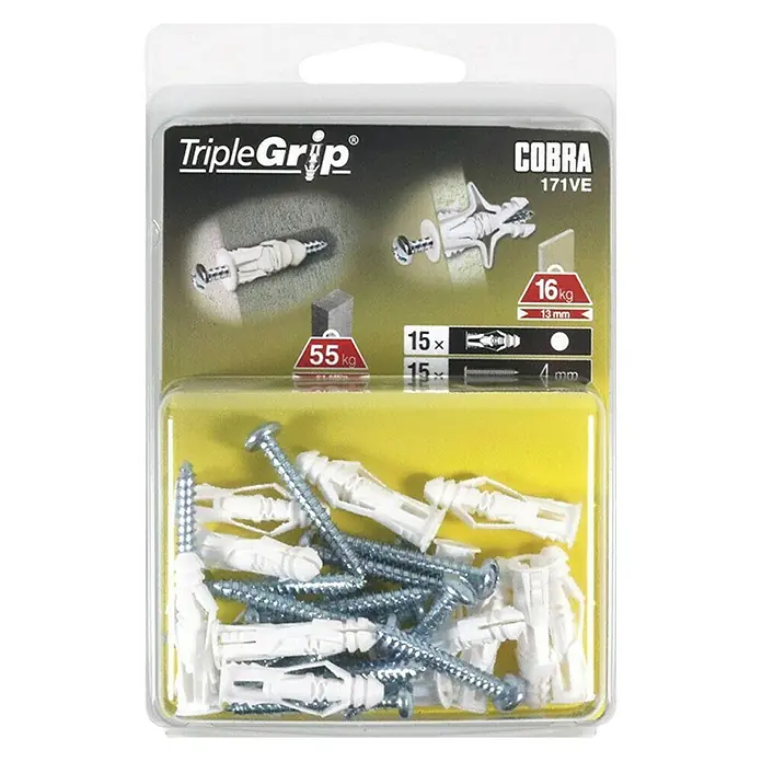 Cobra Univerzalne tiple TripleGrip - Polietilen, 15 kom, S rubom - Pogled sprijeda