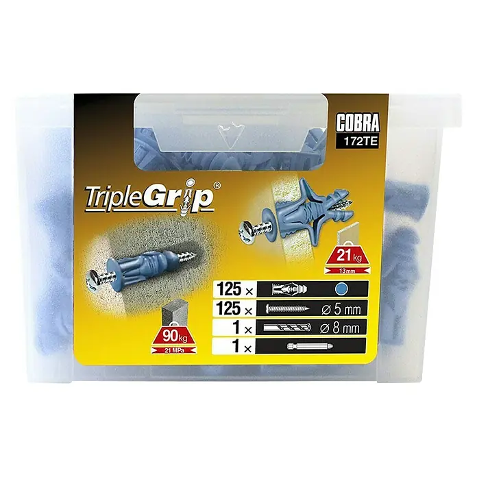 Cobra Univerzalne tiple TripleGrip - Polietilen, Pričvršćivanje u šupljinama - Pogled sprijeda